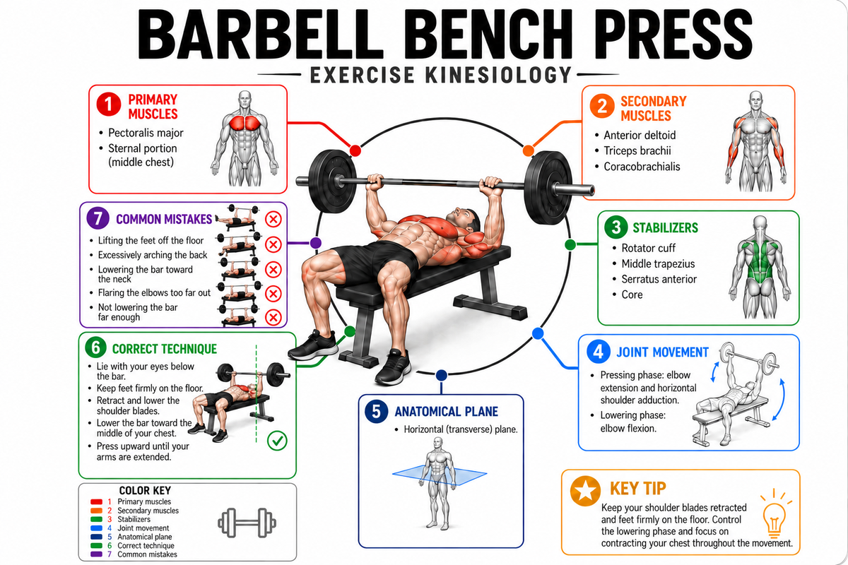 Barbell bench press anatomy mind map