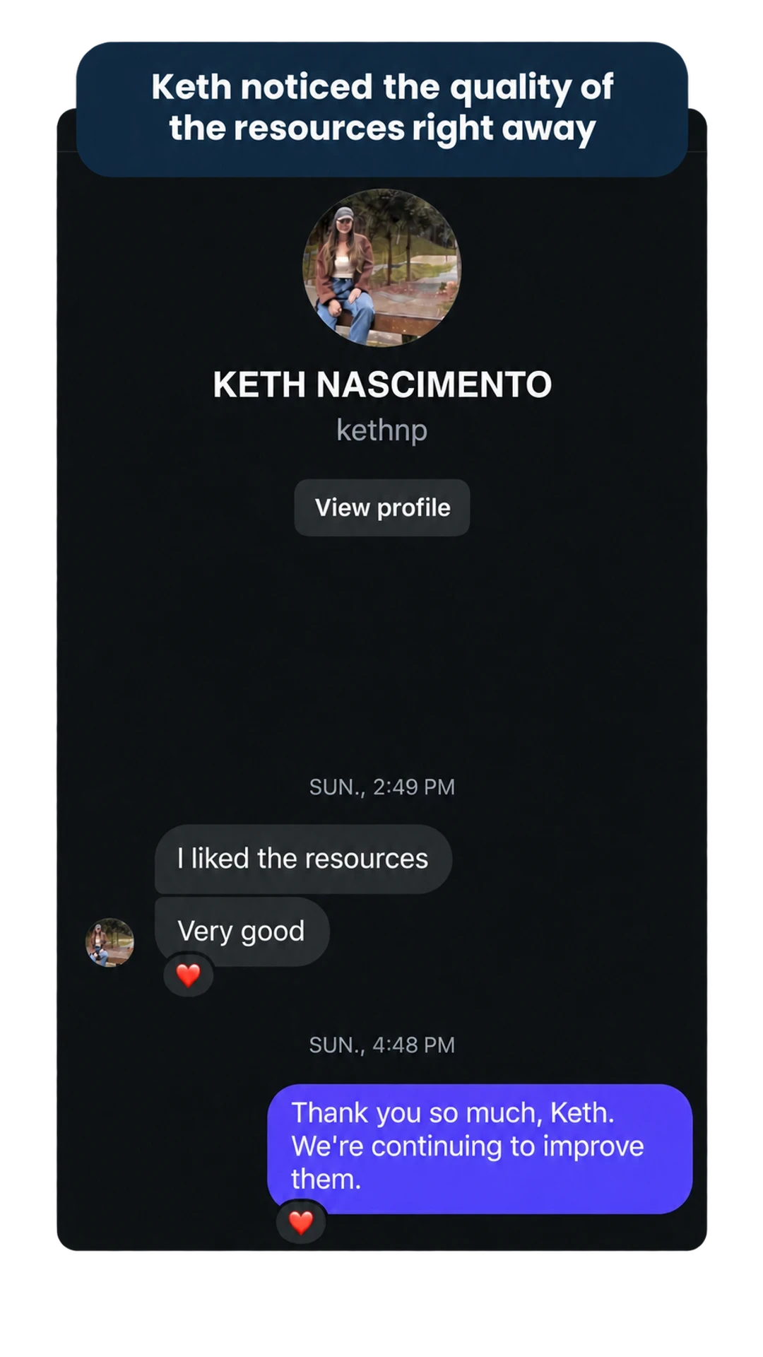 Keth Nascimento customer feedback