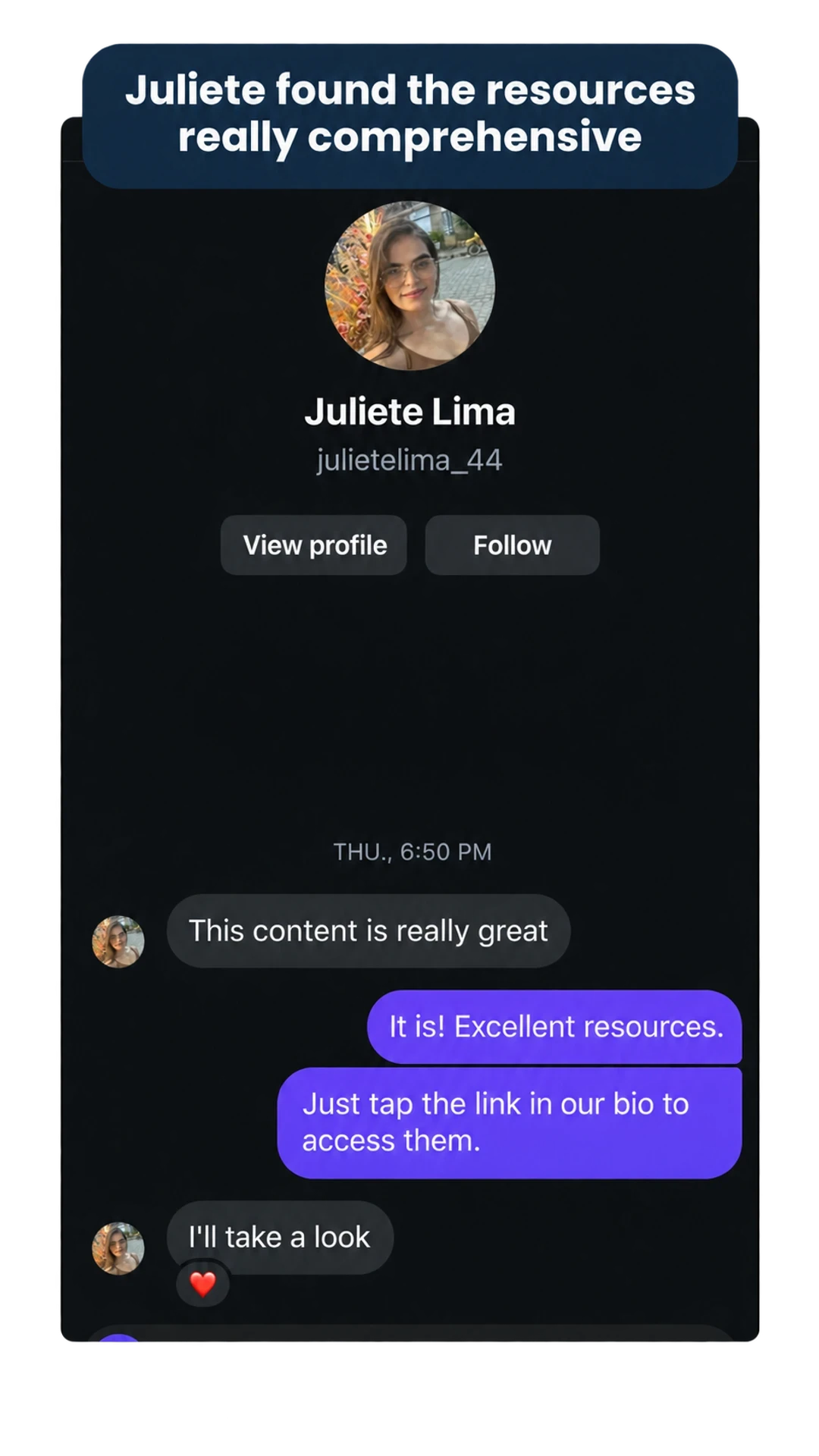 Juliete Lima customer feedback