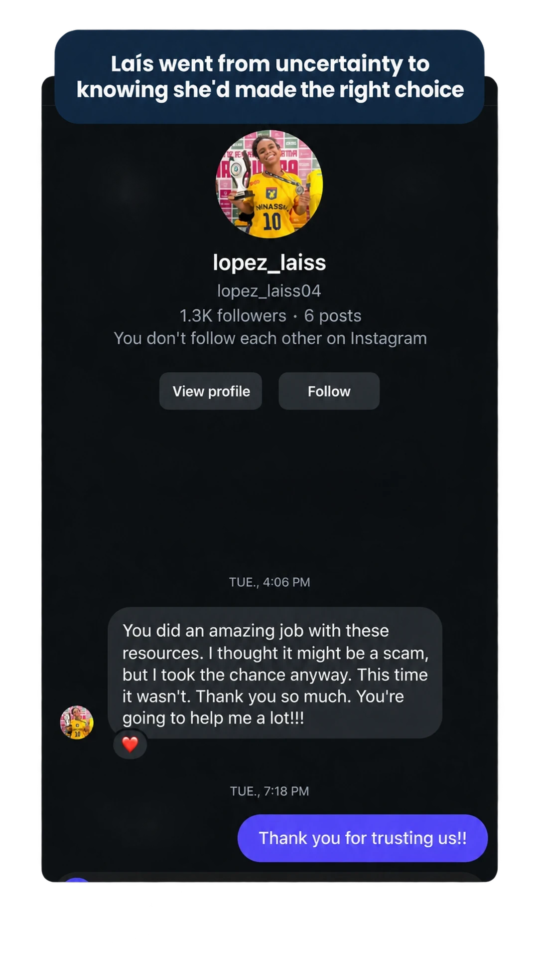 Laís customer feedback